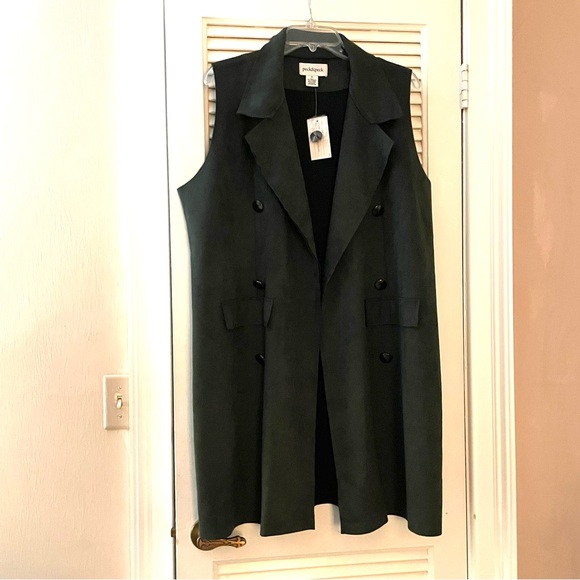 Gorgeous Long Cover Up Green Vest Suede Cloth Jacket - Picture 11 of 16